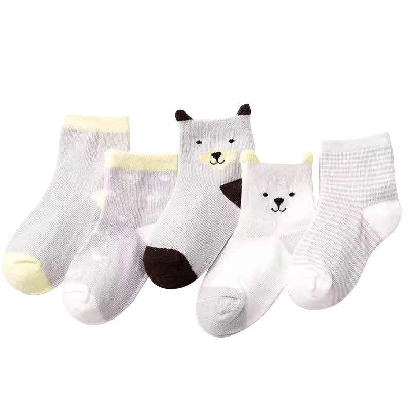 Kids Striped Cotton Socks - 5 Pairs Unisex All-Season - photo 4