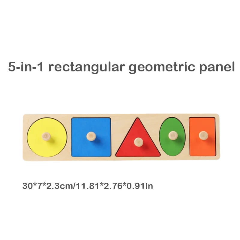 Rectangular wooden geometric sorting panel