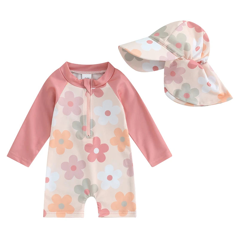 Baby Girls Rash Guard Swimsuit & Sun Hat Set — photo 10