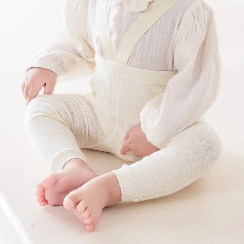 Baby Cotton Suspender Overalls — High-Waist Casual Pants | 0–12M