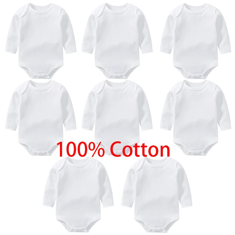 Baby 100% cotton white bodysuit multipack long sleeve