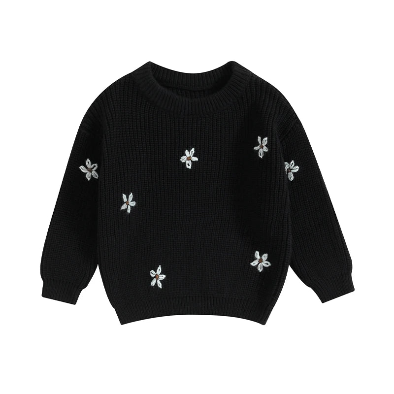 Baby Girl Knit Flower Sweater — Soft Pullover Knitwear | 0–7Y