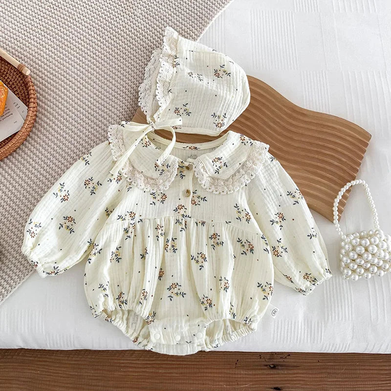 Floral Lace Cotton Baby Romper - Kindle Kids ABC - view 3