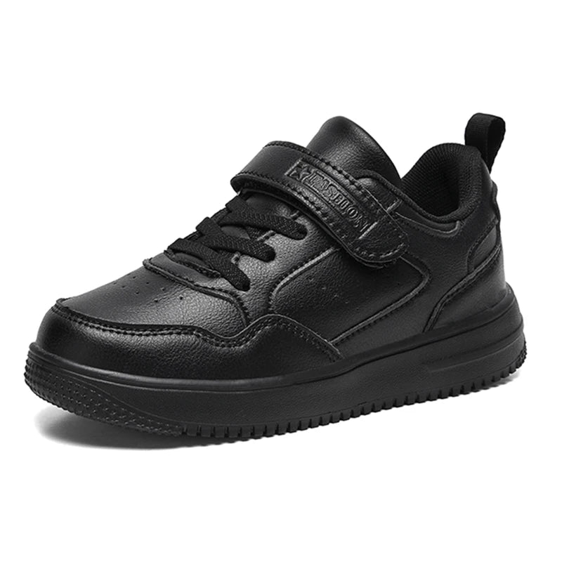 Kids Casual Sport Sneakers — Black Leather Non-Slip | 7–13Y - photo 8