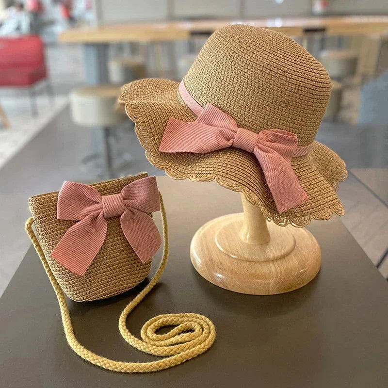 Kids Straw Sun Hat for Girls Summer Beach Cap 2-7 Years - photo 14