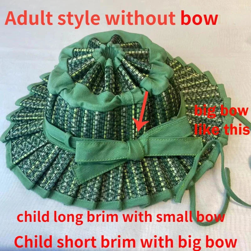 Panama Straw Sun Hat - Foldable Hand-Woven with Plaid Bow - Kids & Adults - photo 26