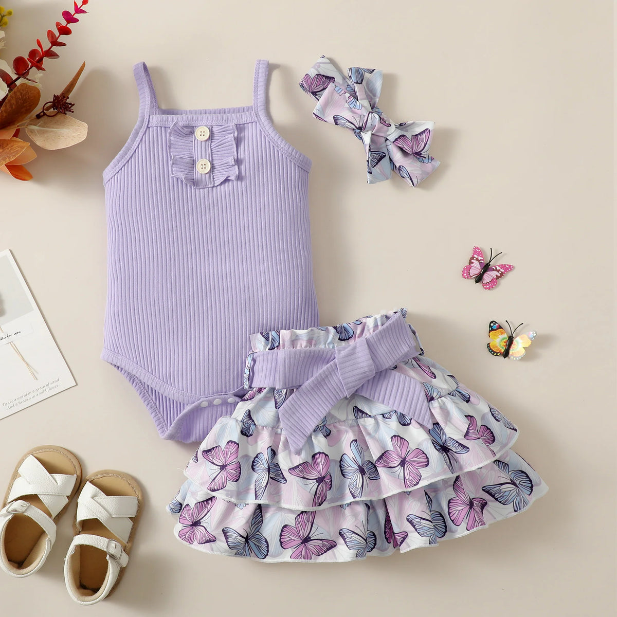 Baby Girls Floral Suspender Jumpsuit & Skirt Set – 2-Piece | 3–18 Months - photo 3