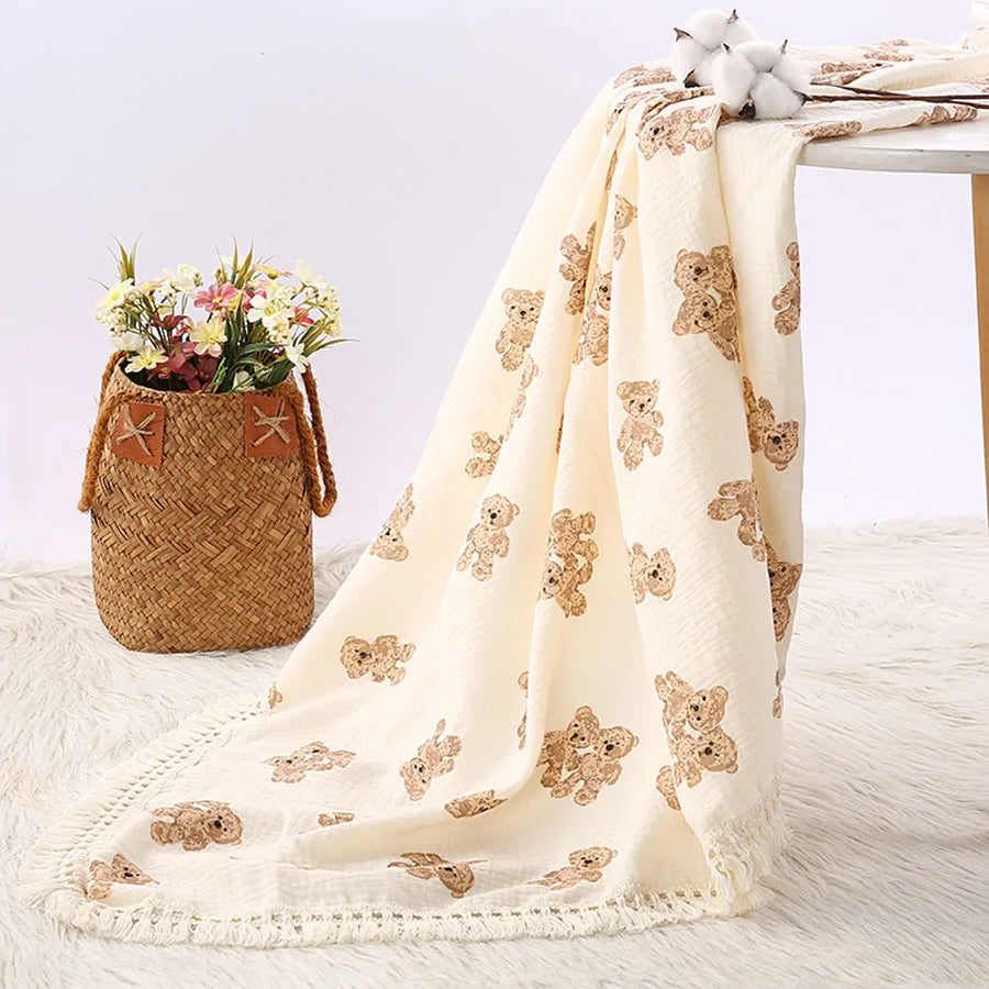 Bear Print Cotton Muslin Blanket - Kindle Kids ABC - view 2