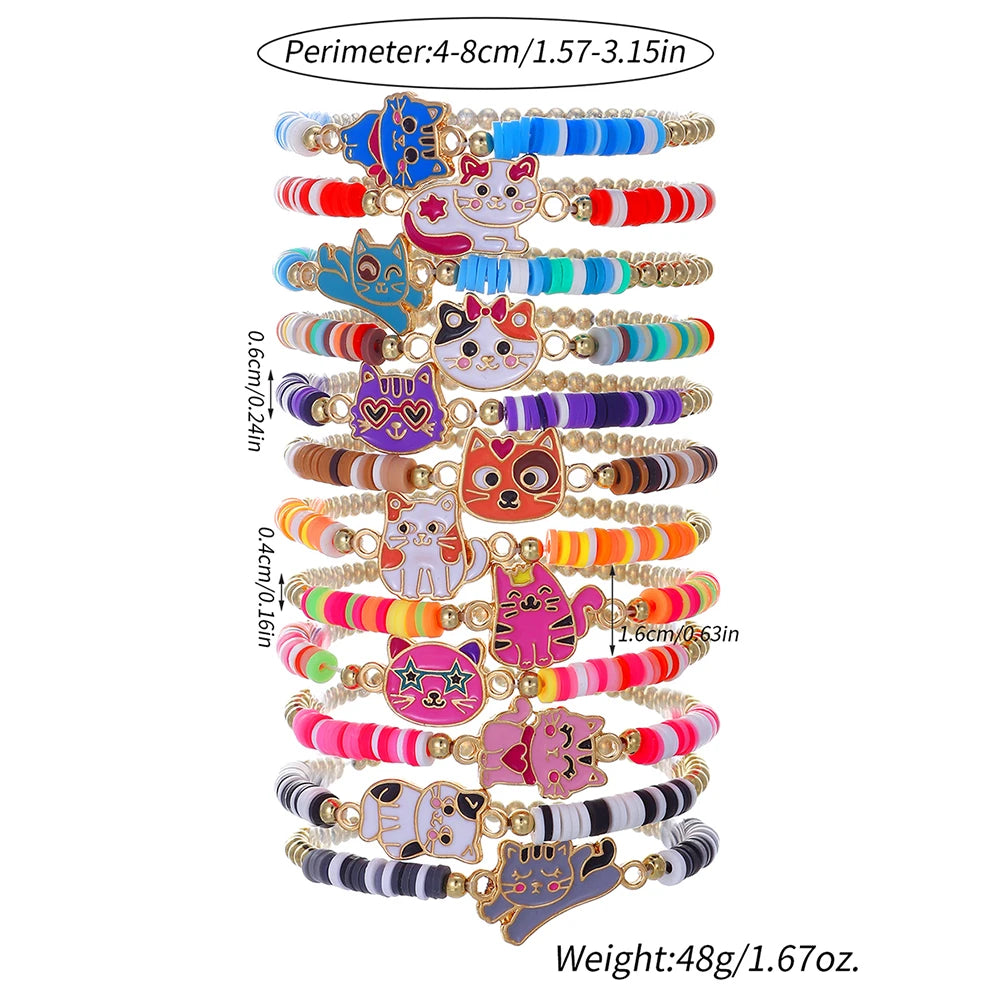 Girls' Charm Bracelets 12-pc — Unicorn Cat Flower Beaded | 5–10Y - photo 4