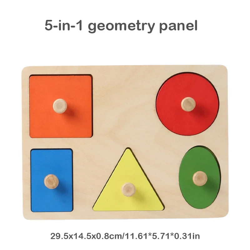 5-in-1 wooden geometry sorting panel