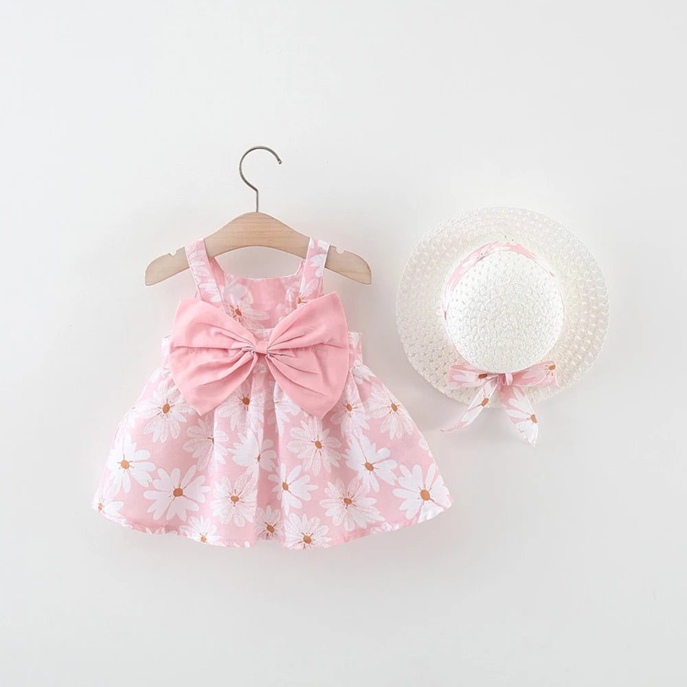 Baby Girl Floral Dress – Sleeveless Summer Dress with Bow Detail | 6M–3Y