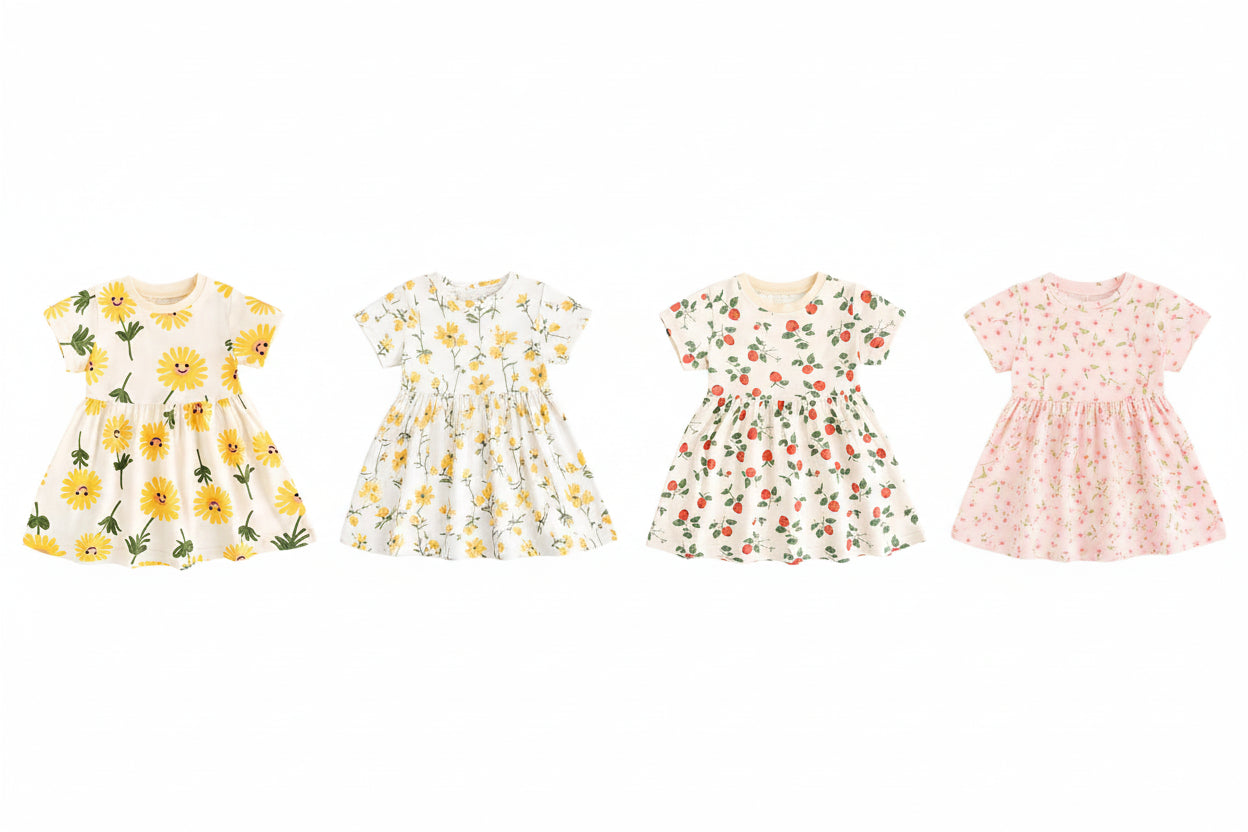 Baby Girl Floral Summer Dress – Soft Cotton Sleeveless A-Line (9M–5Y)