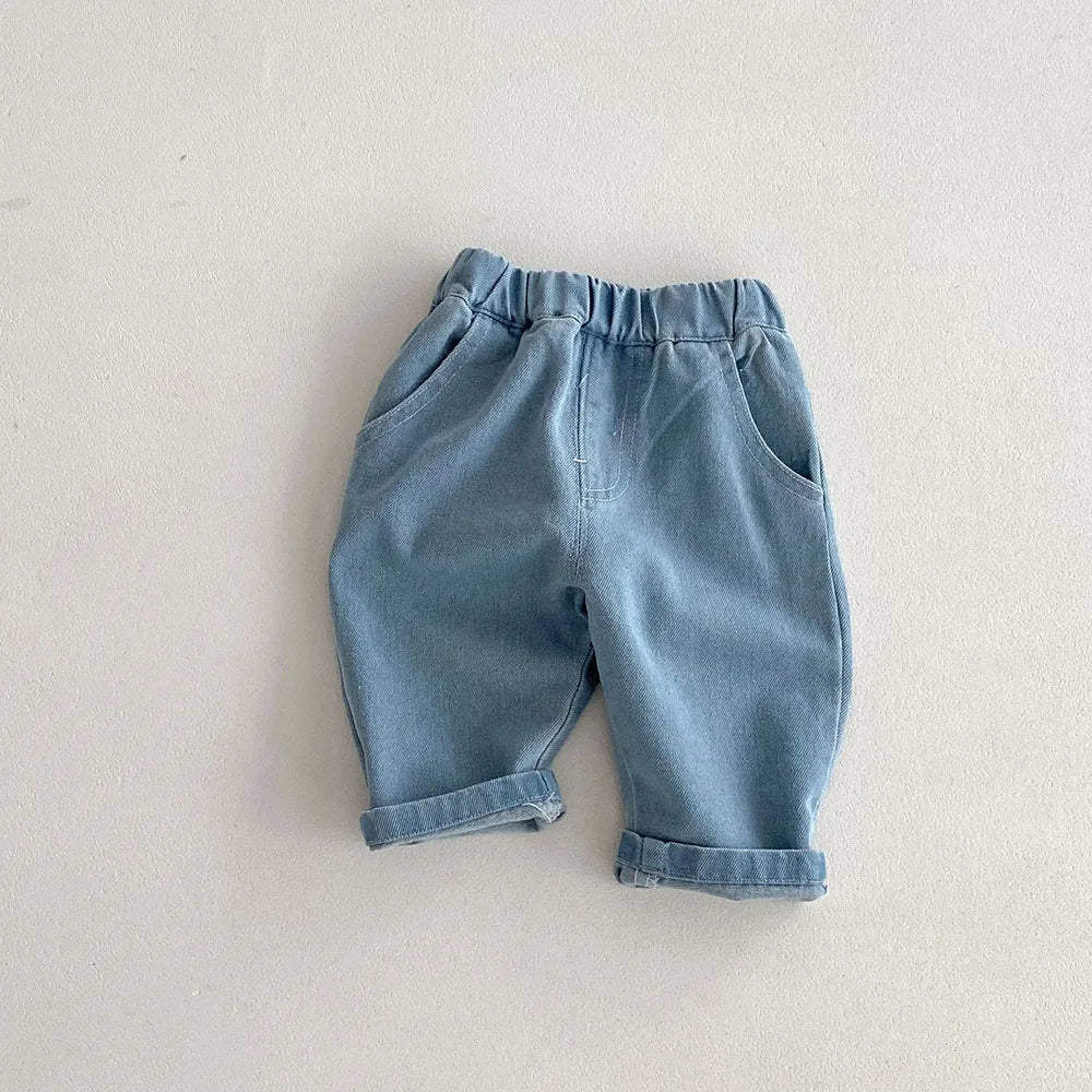 Kids Casual Elastic Waist Pants — Stripes, Denim & Solid - photo 7