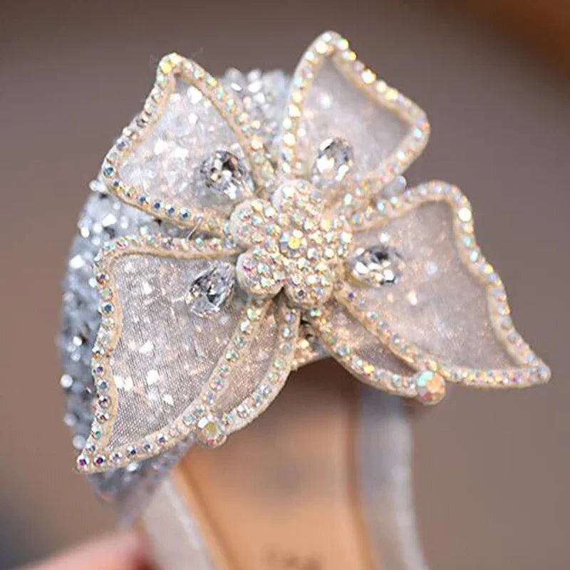 Girls Sequin Bow Princess Sandals - Sparkly Summer Flats - photo 4