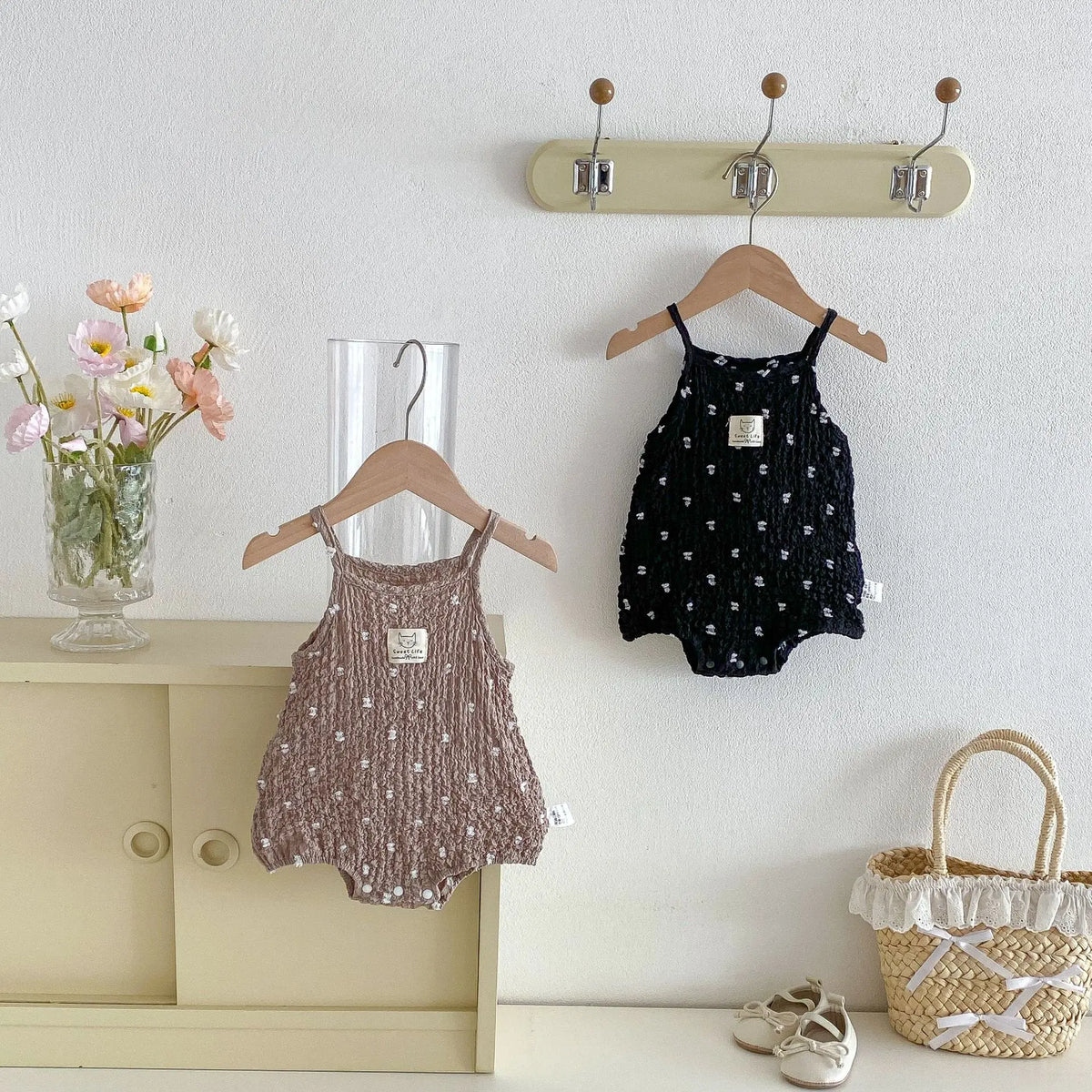 Baby Girl Polka Dot Cami Bodysuit — 100% Cotton Sleeveless Romper | 3–24M - photo 5