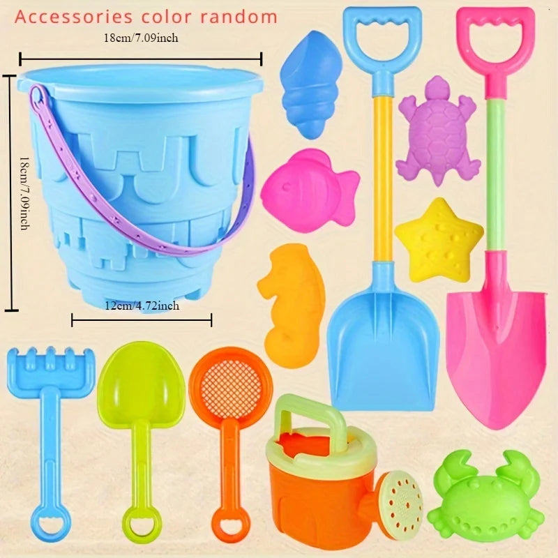 Green beach sand toy bucket set contents