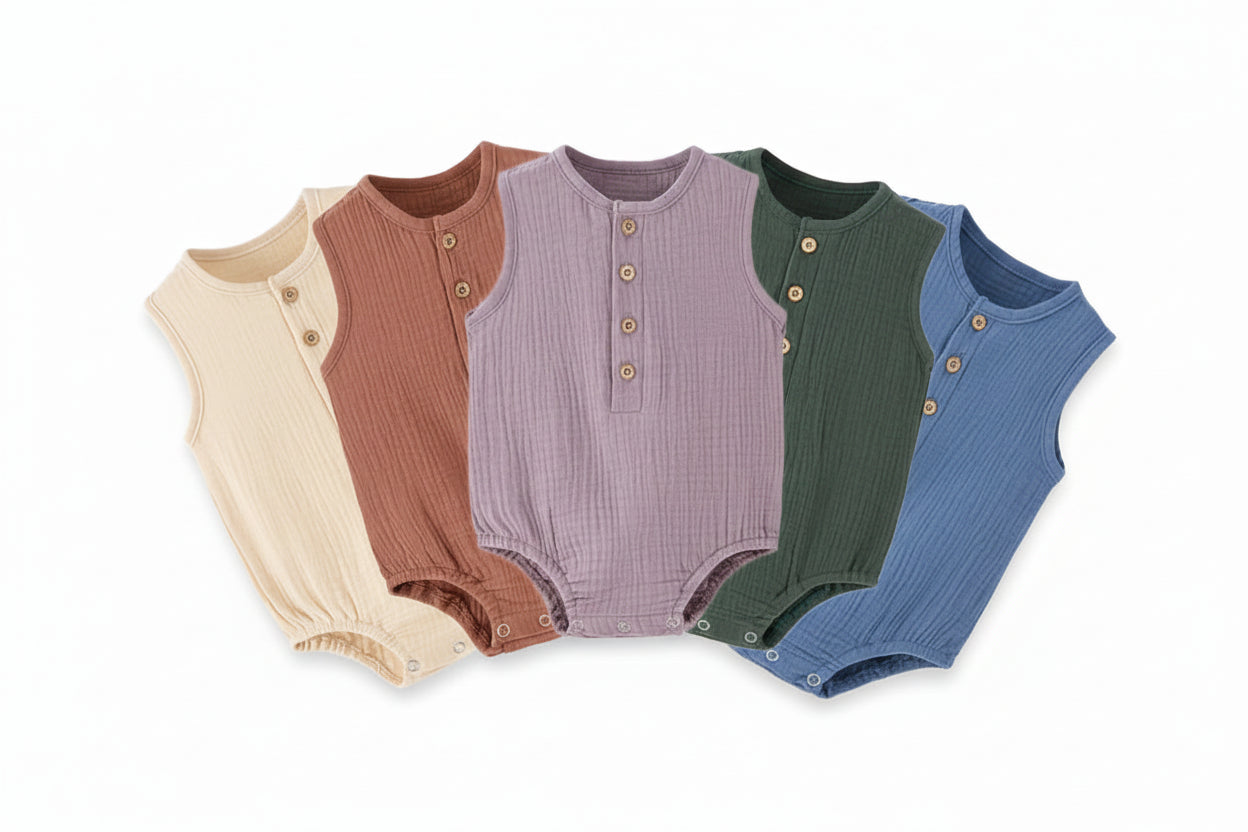 Baby Cotton Romper – Soft & Breathable Summer Bodysuit (0–24M)