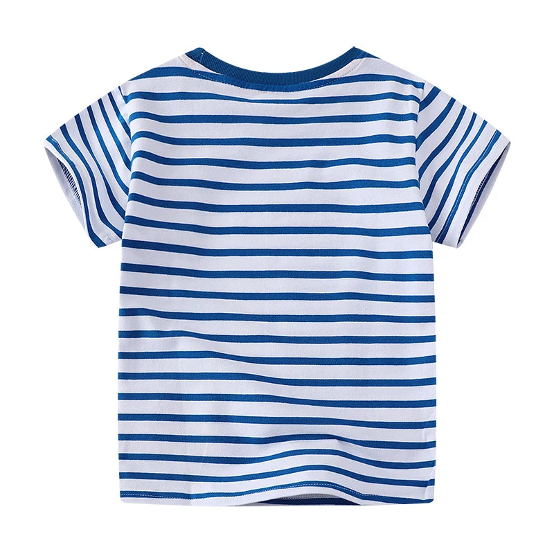 Kids Striped Dinosaur Cotton T-Shirt - photo 6