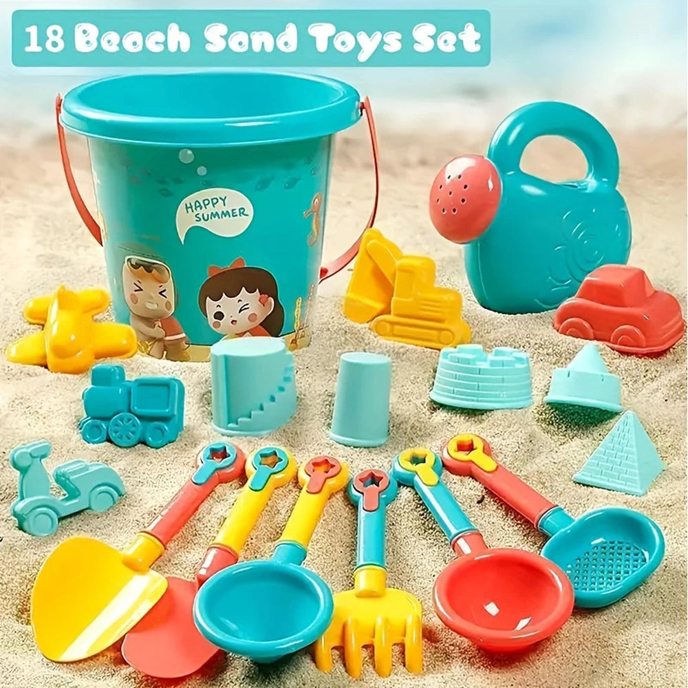 18-Piece Beach Sand Toy Set — Bucket, Spade, Moulds & Watering Can | 3Y+ - photo 1