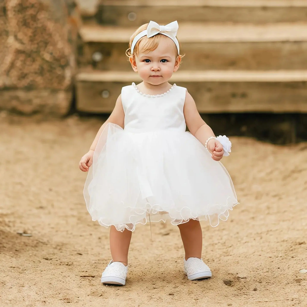 Baby Christening Princess Dress — Pearl Bodice & Tulle | 3M–2T - photo 5