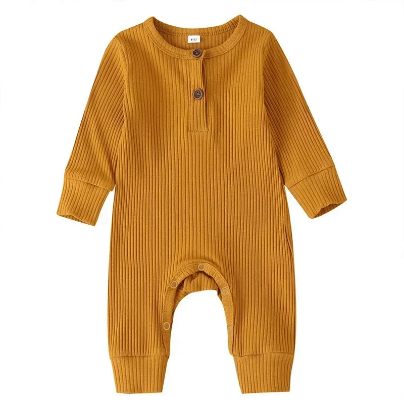 Ribbed cotton long-sleeve baby romper, unisex newborn playsuit - Kindle Kids ABC - view 8