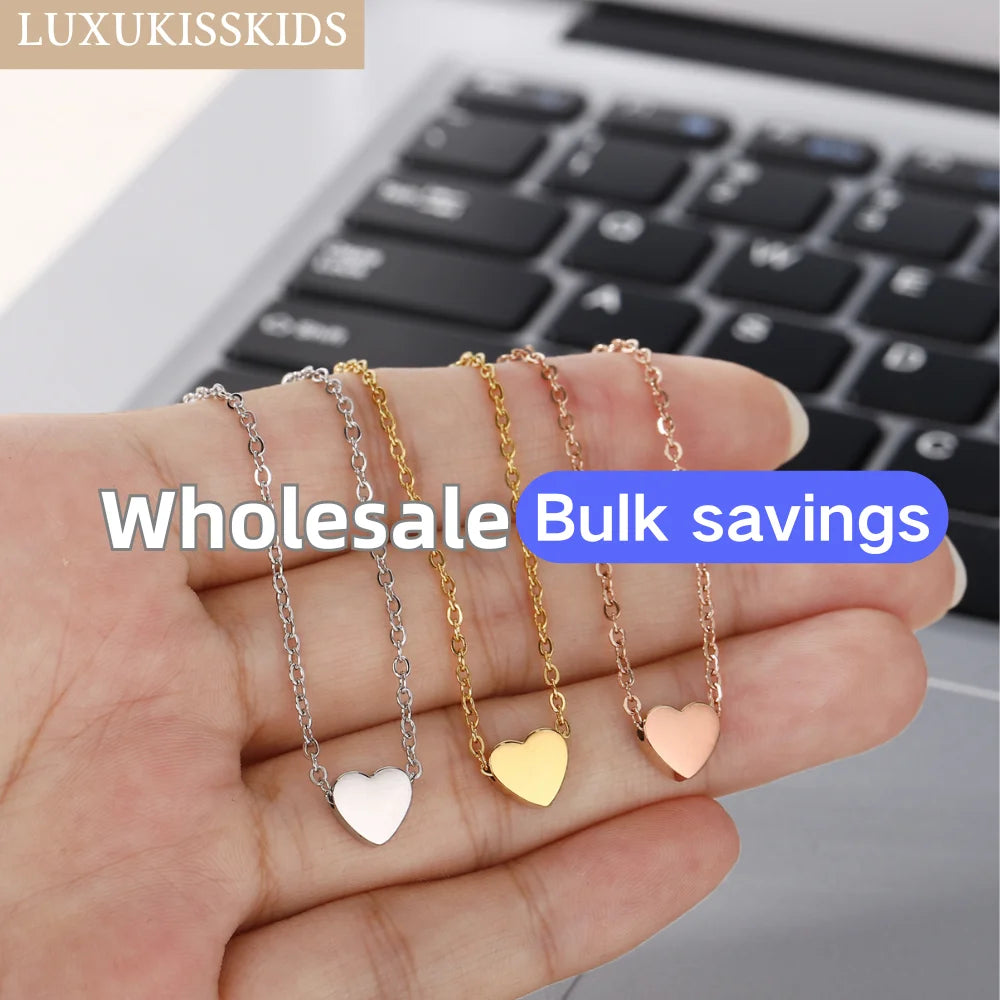 Girls Heart Pendant Necklace - Stainless Steel Mini Charm 5-10Y - photo 2
