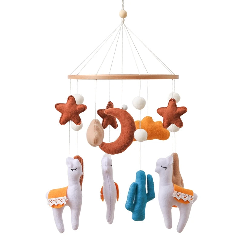 Wooden Crib Mobile with Bear, Moon & Stars — Nursery Bed Bell Toy