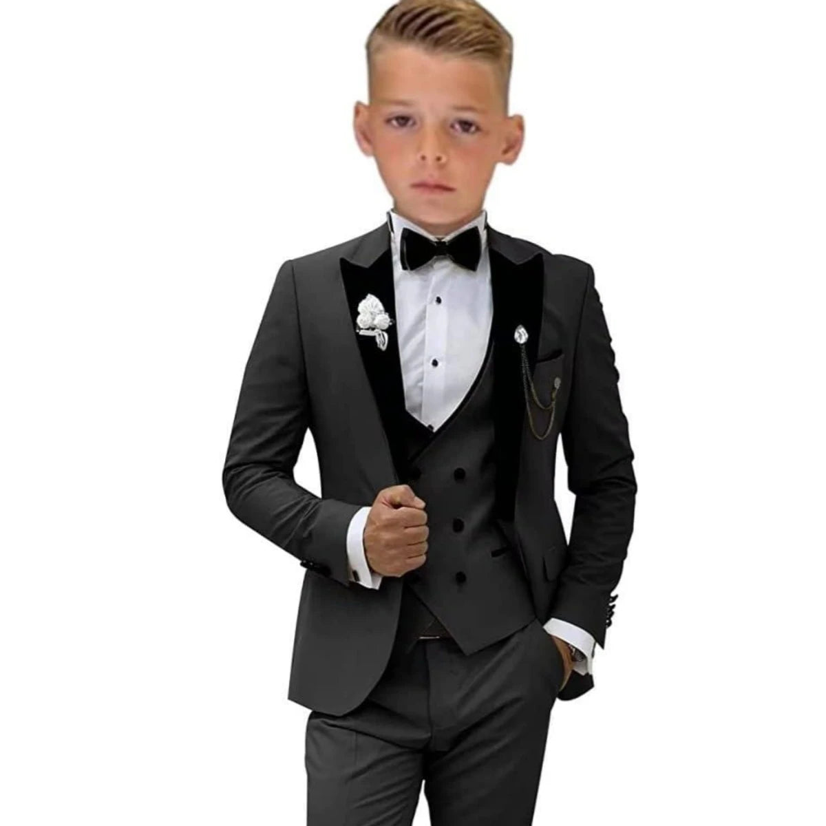 Boys 3-Piece Tuxedo Suit – Notch-Lapel Blazer Set | 3T–14Y - photo 6