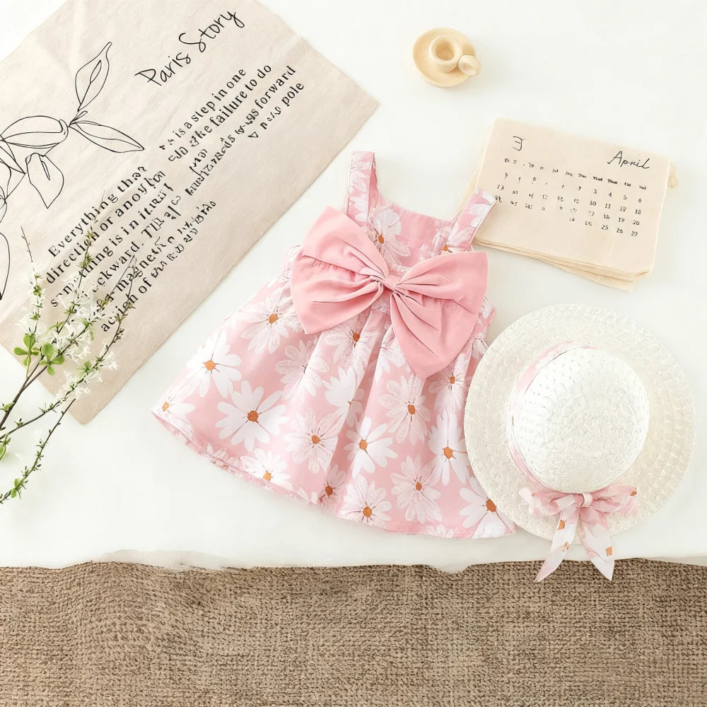 Baby Girl Floral Dress – Sleeveless Summer Dress with Bow Detail | 6M–3Y