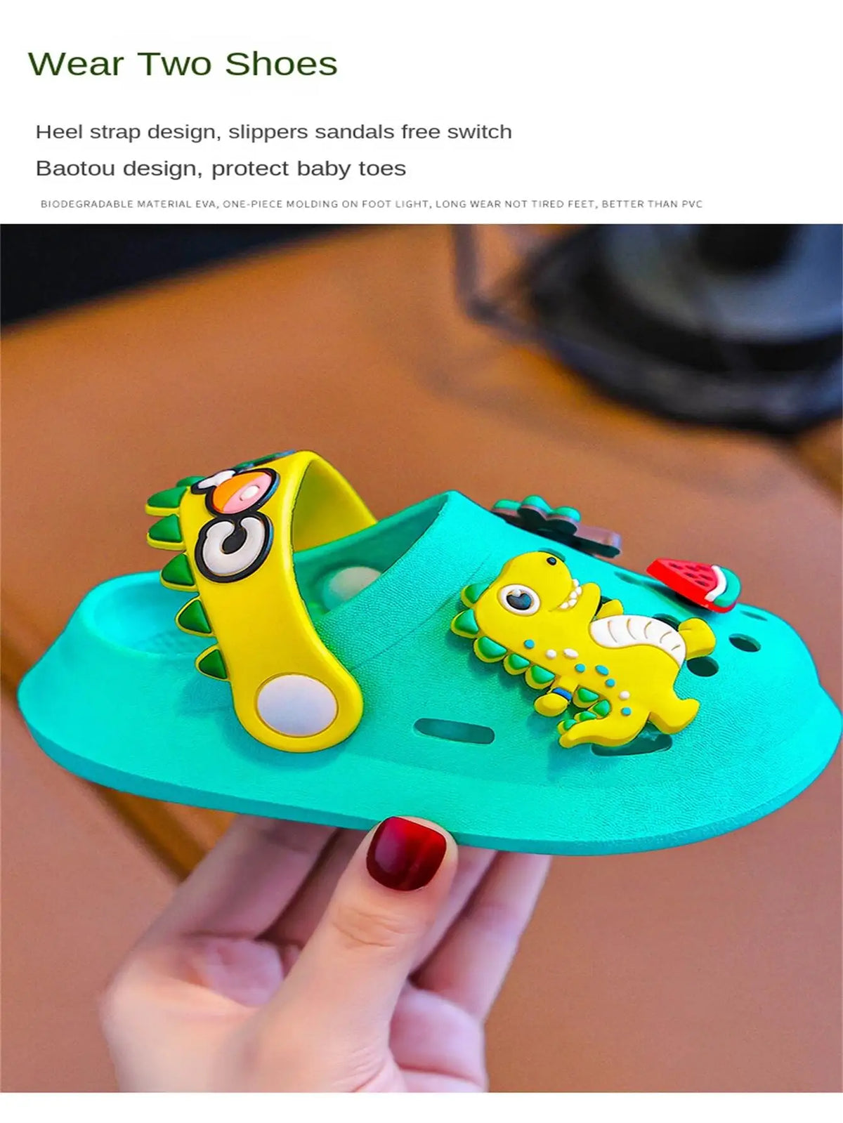 Kids Dinosaur Hole Sandals — Anti-Slip Clog Beach Shoes