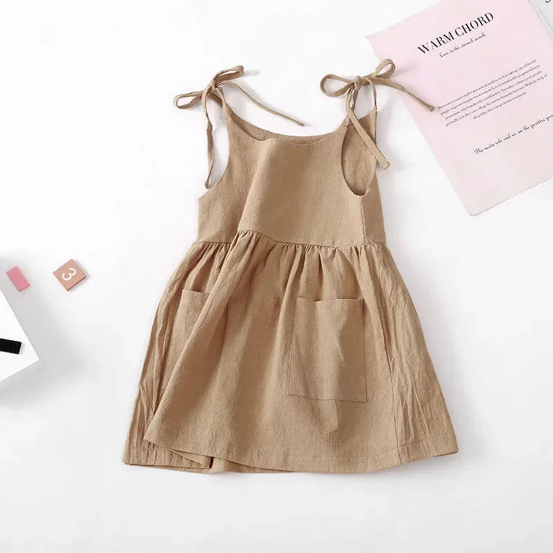 Girls Cotton Sundress - Solid Sleeveless Slip Dress 1-6Y - photo 7