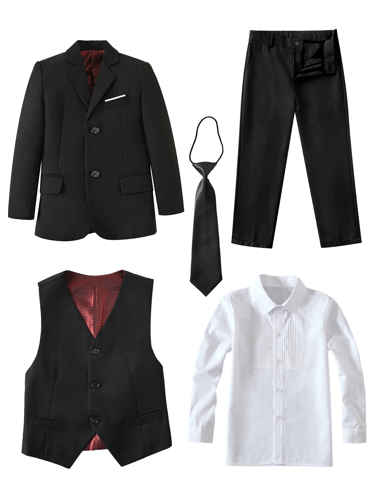 Boys 5-Piece Formal Suit Set — Slim Fit Dresswear Ceremony Wedding - photo 2