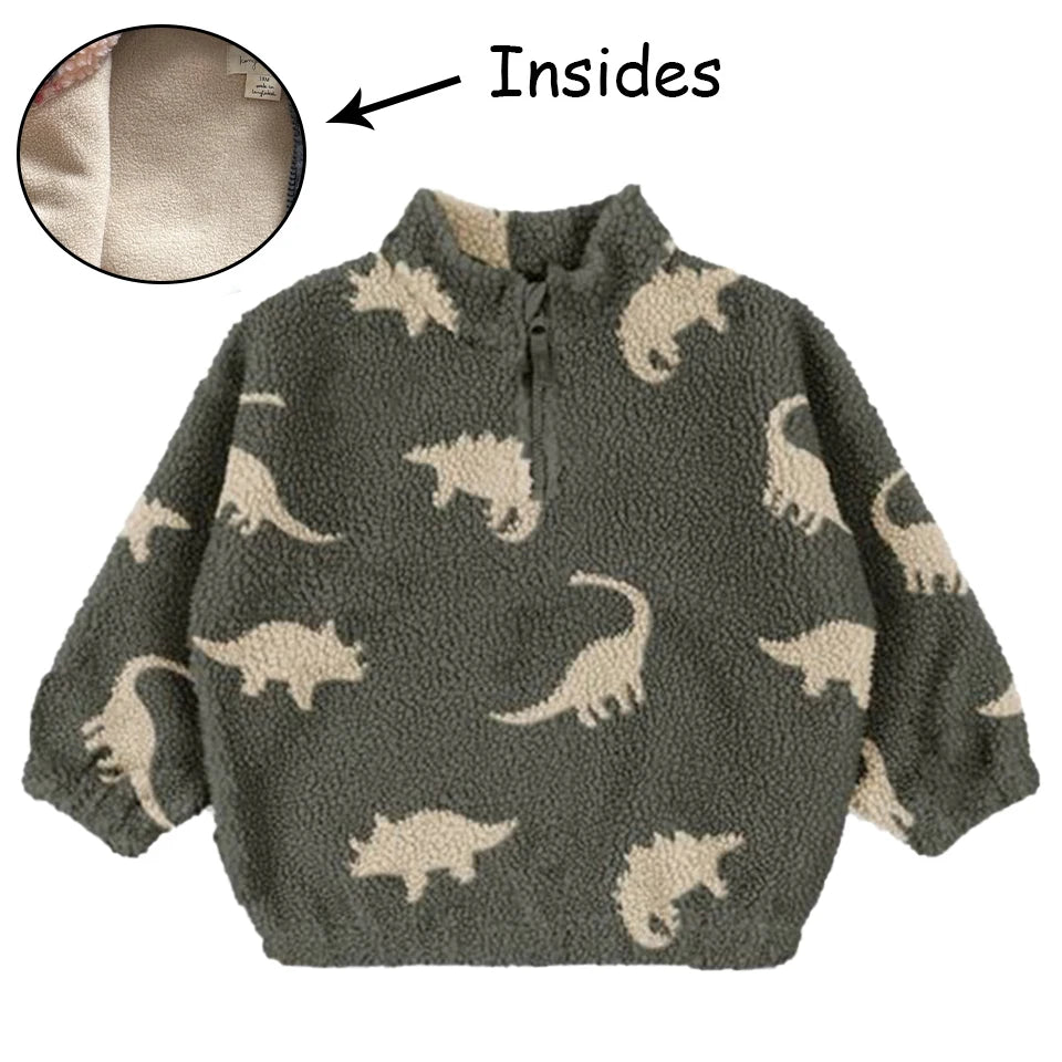 Baby Cotton Fleece Jacket — Lambswool Embroidered Coat | 6M–7Y