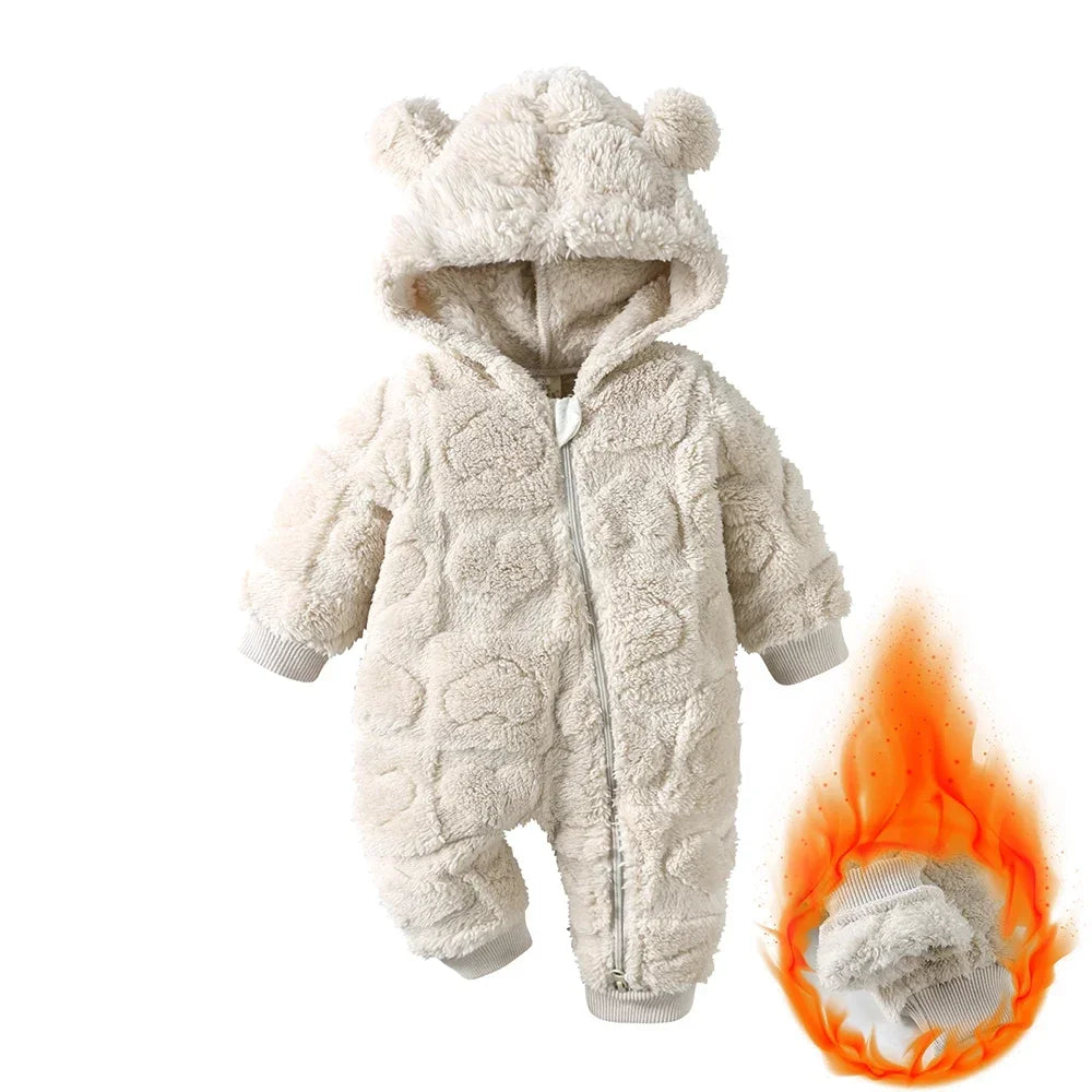 baby hooded flannel romper warm winter jumpsuit - photo 11