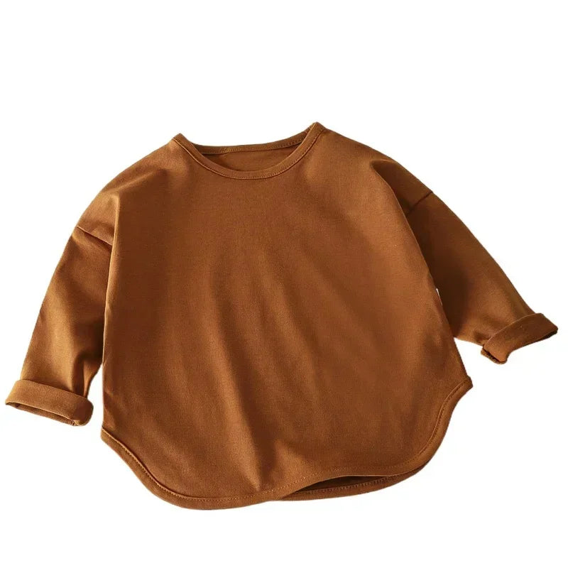 Baby and kids pure cotton long-sleeve basic tee, solid - Kindle Kids ABC - view 5