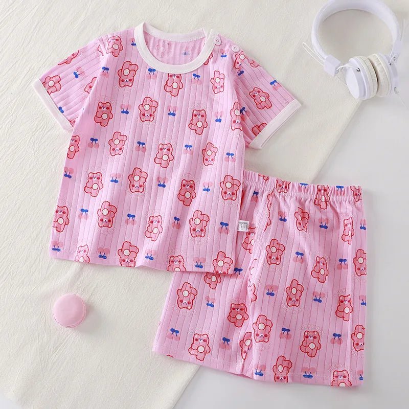 Kids summer tee and shorts cartoon print cotton set, ages 6M-5Y - photo 4