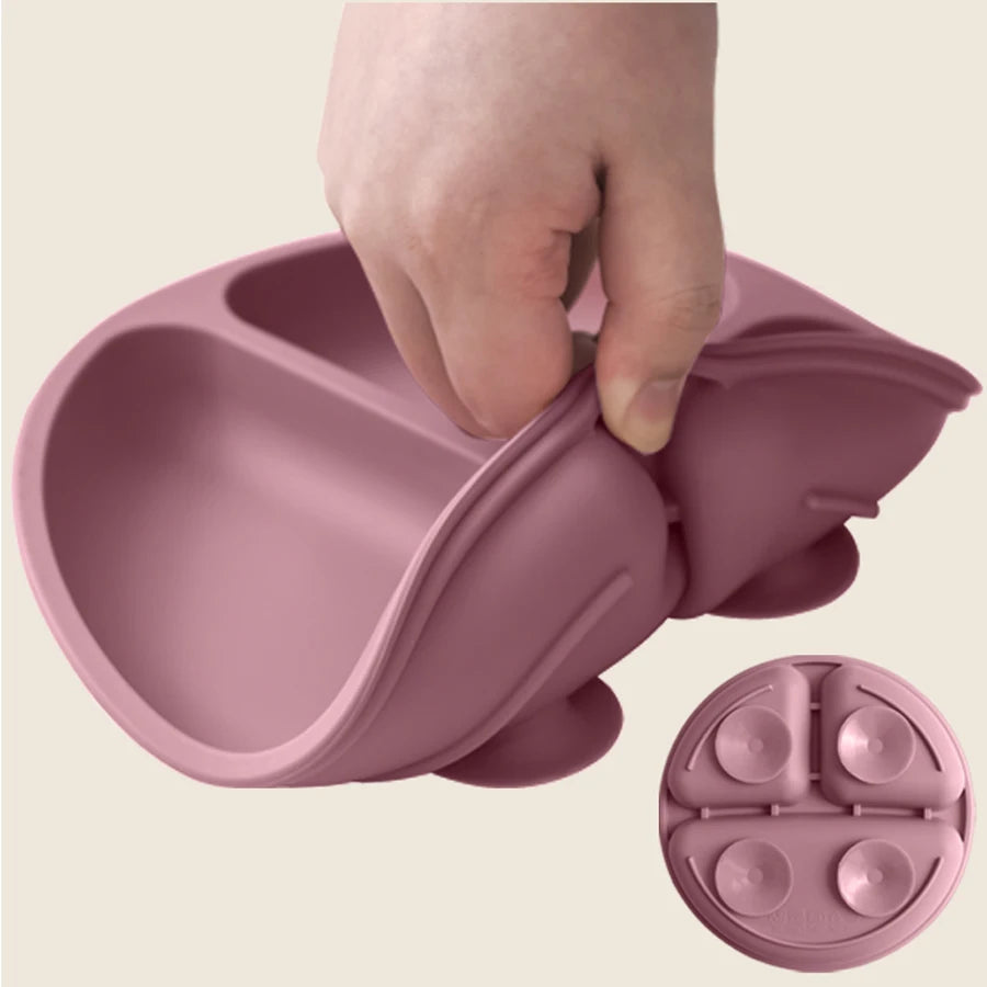 Silicone suction plate BPA-free divided baby dish