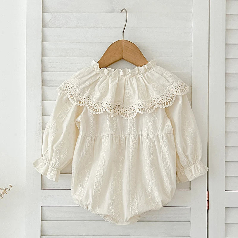 Lace Peter Pan Collar Cotton Romper - Kindle Kids ABC - view 5