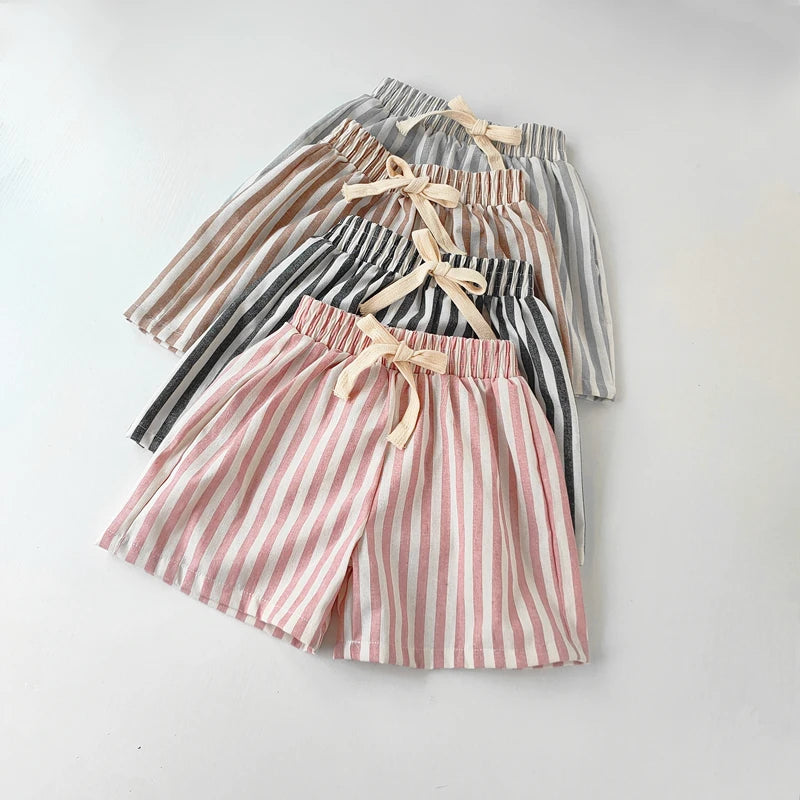 Kids cotton-linen summer shorts for boys and girls