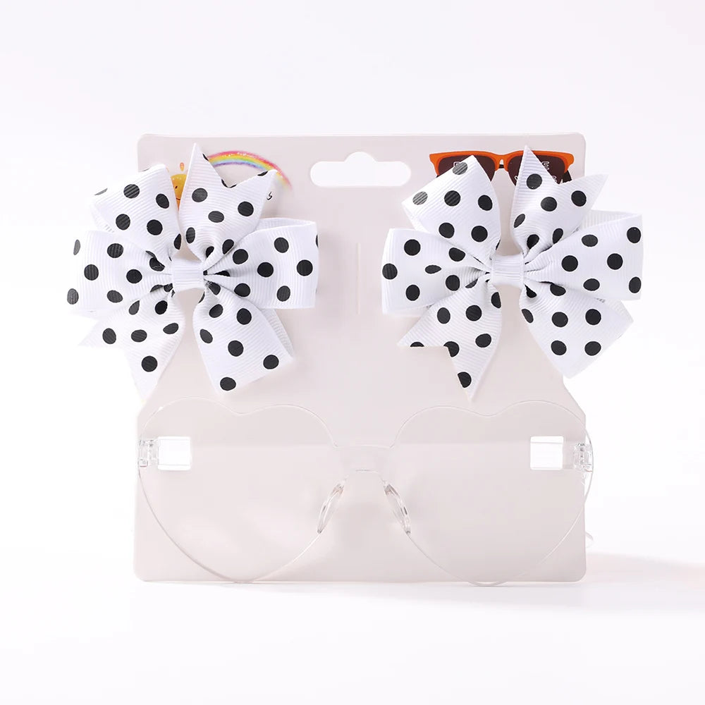 Girls Hair Accessories Set – Bows, Clips & Heart Sunglasses | 3 Pcs - photo 9
