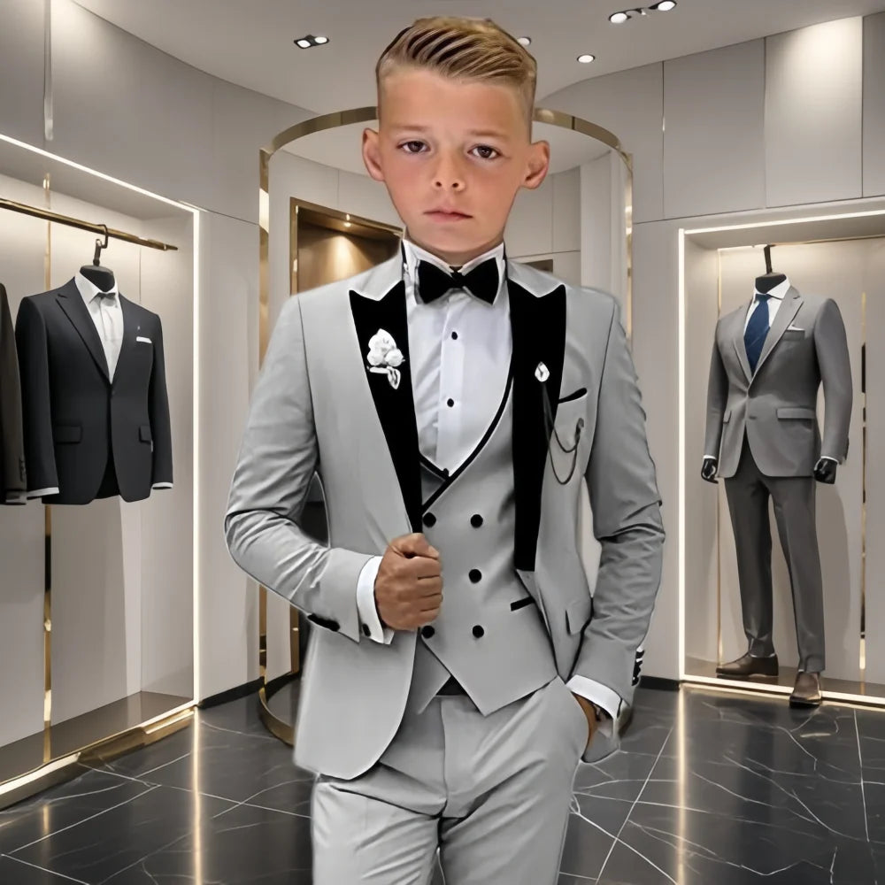Boys 3-Piece Tuxedo Suit – Notch-Lapel Blazer Set | 3T–14Y - photo 9