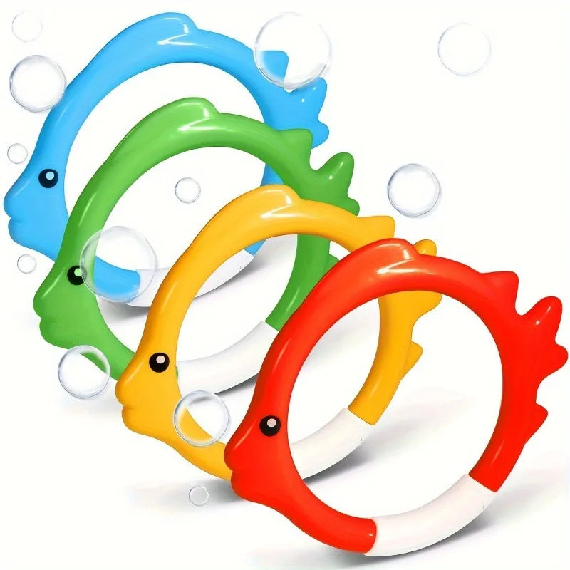 Set of four fish-shaped diving pool rings