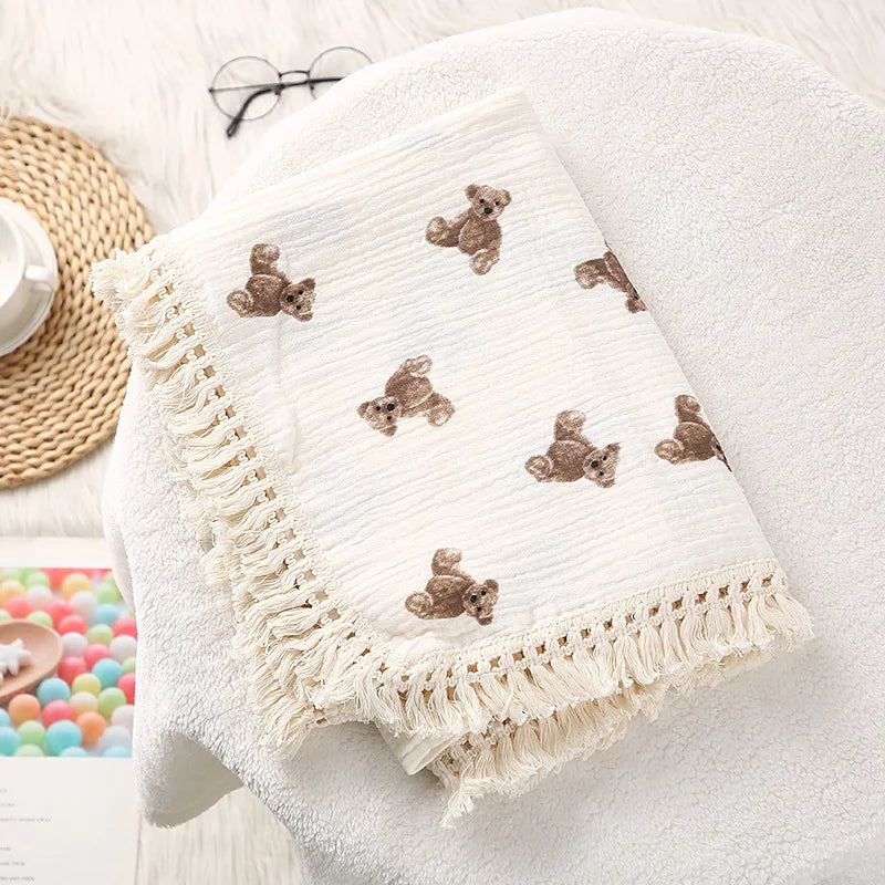 Bear Print Cotton Muslin Baby Blanket - Kindle Kids ABC - view 14