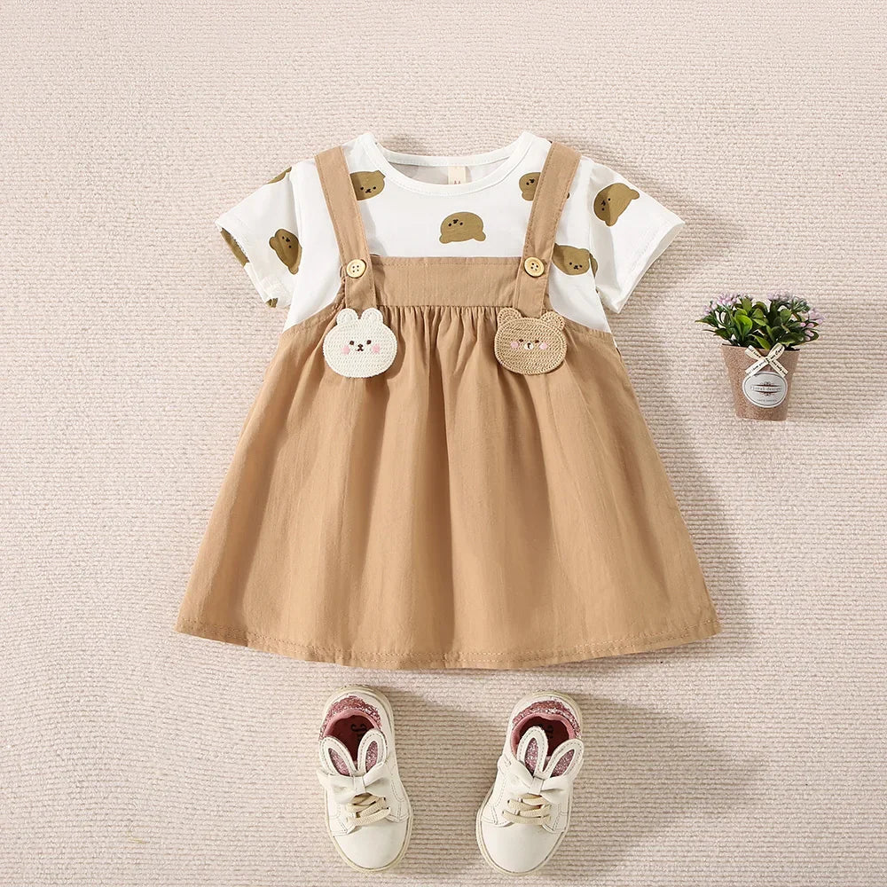 Baby Girl Teddy Bear Short Sleeve Cotton Dress – Summer | 6M–3Y - photo 4