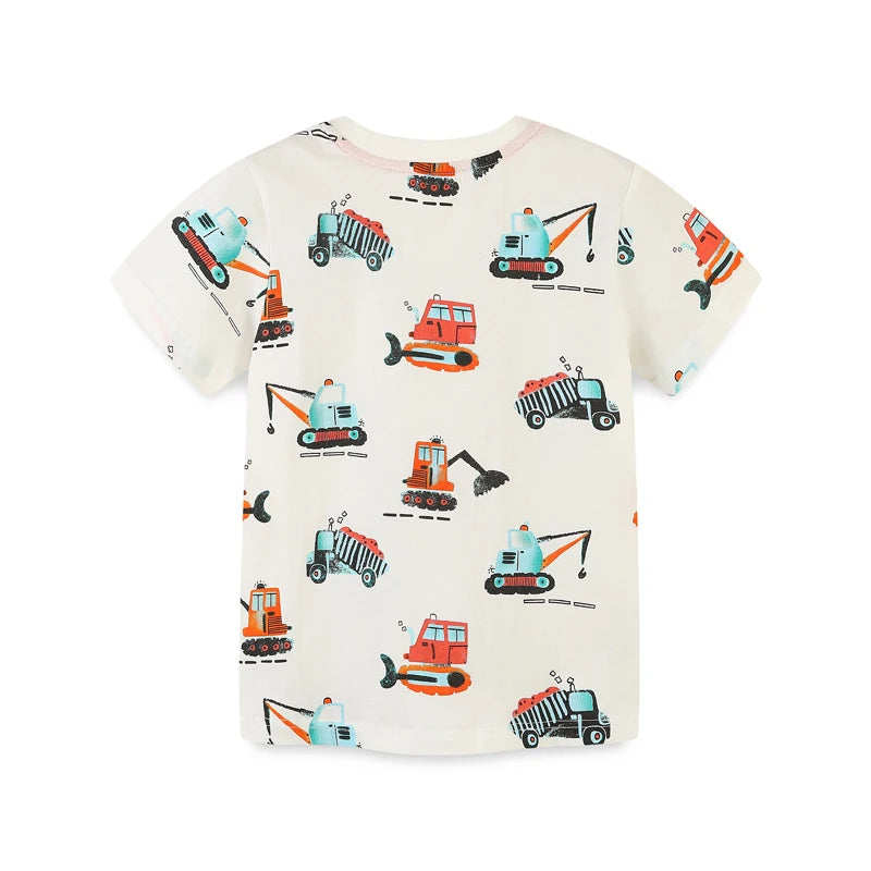 Kids Cartoon Excavator Cotton T-Shirt - photo 2