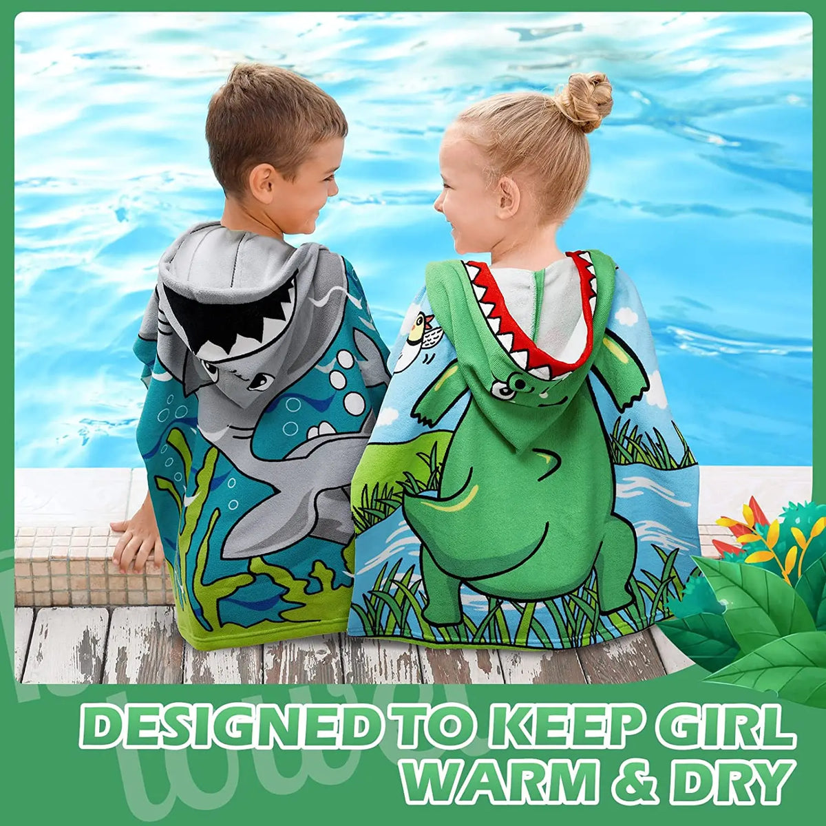Kids Hooded Beach Towel Poncho - photo 2