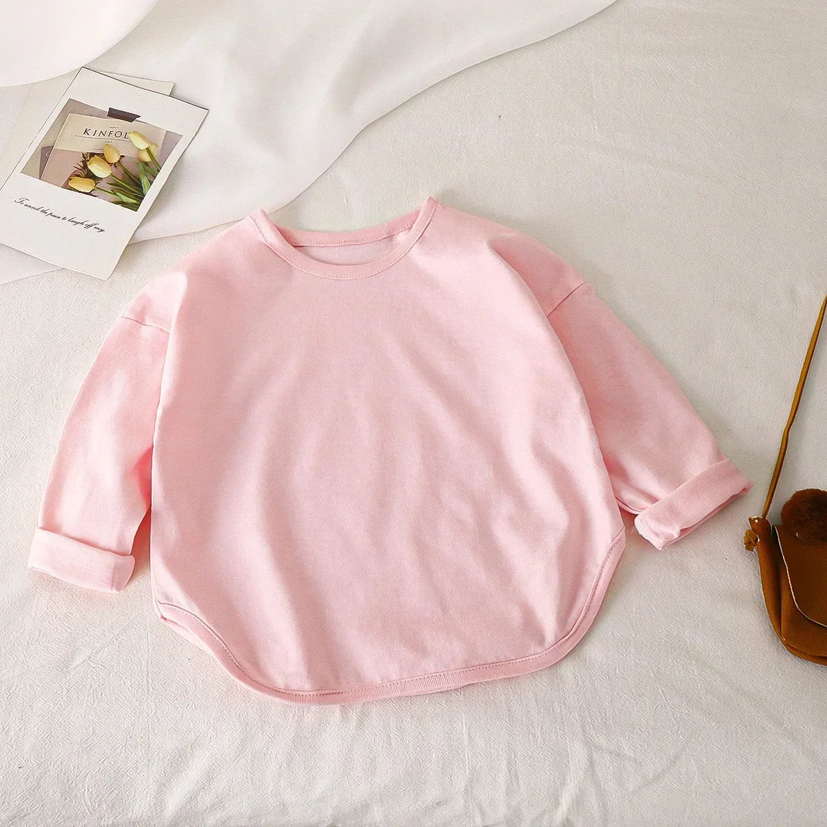 Baby and kids pure cotton long-sleeve basic tee, solid - Kindle Kids ABC - view 9