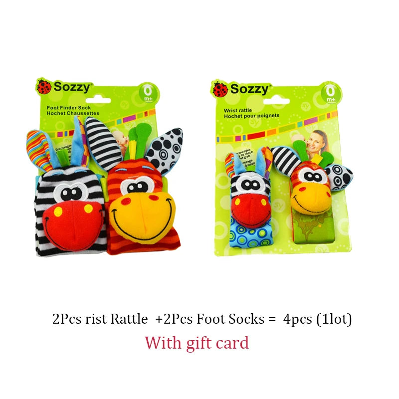 Baby Wrist Rattles & Animal Socks Set – Sensory Toys for Newborns (0–12M)
