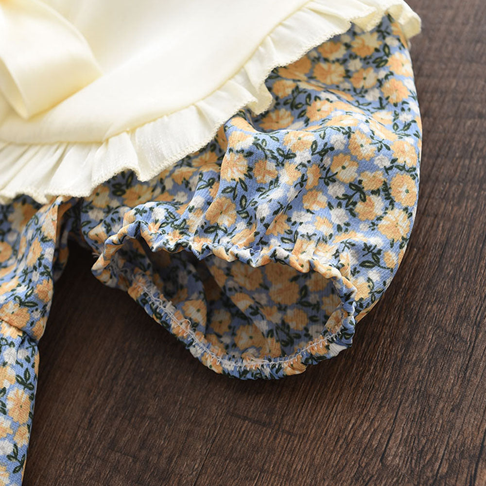 Girls Floral Summer Dress – Bow Peter Pan Collar A-Line Princess Dress