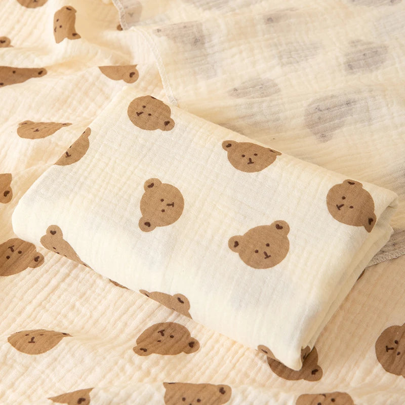 Bear Print Muslin Swaddle Blanket - Kindle Kids ABC